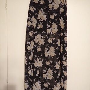 Blu Pepper Floral Skirt in Black and Cream with Sheer Maxi Shell